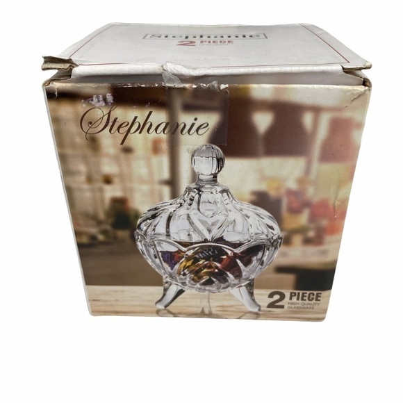 Stephanie 2 Piece Glass Candy Dish 3.5 Inches NEW - Picture 3 of 6